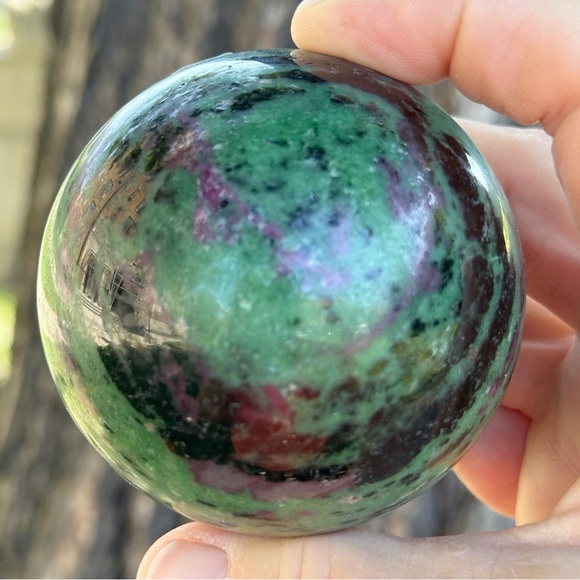 Zoisite with Ruby Sphere 70mm - UV Reactive Crystal Sphere (558kg) - Picture 1 of 2